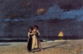 Paseo en la playa Pintor del realismo Winslow Homer